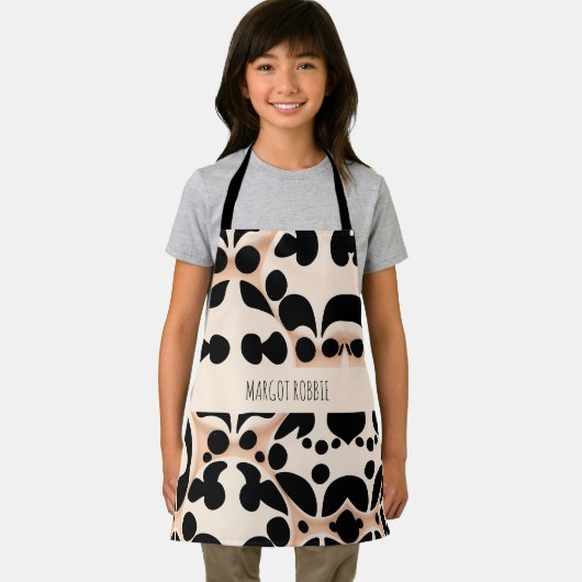 ヒョウ皮ベージュフローラモダンモザイクパターン エプロン (インサイチュ)
