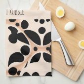 ヒョウ皮ベージュフローラモダンモザイクパターン キッチンタオル (四つ折り)