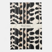 ヒョウ皮ベージュモダン模様 キッチンタオル (縦)