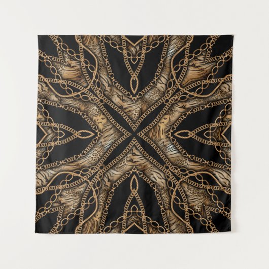 ヒョウ皮&チェーンジュエリー タペストリー (正面)