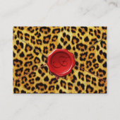 ヒョウ皮、赤ワックスシールパーチメントモノグラム 名刺 (裏面)