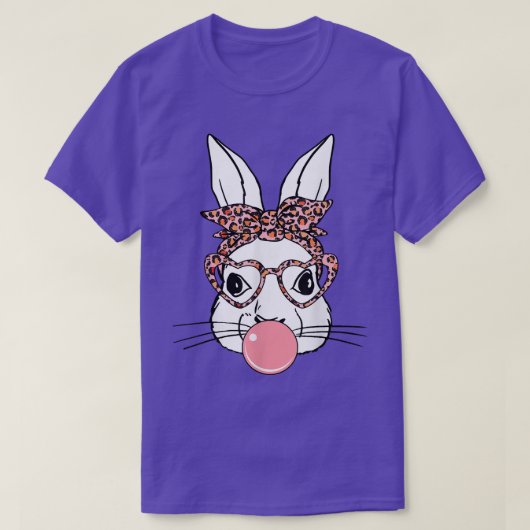 ヒョウ眼鏡のバニー、かわいい復活祭 Tシャツ (デザイン正面)