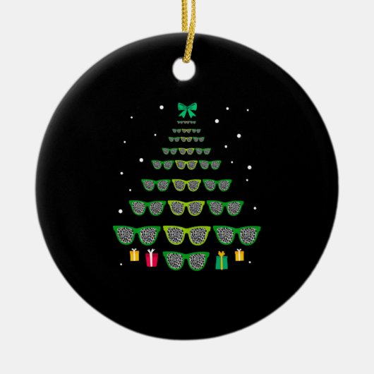ヒョウ眼鏡クリスマスツリーオプトメトロリストクリスマス セラミックオーナメント (正面)