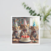 ヒョウ祝ズ、ヒョウ写真誕生日 招待状 (スタンド正面)