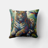 ヒョウ禅：ジャングル芸術的の周囲 クッション (裏面)