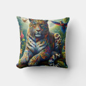 ヒョウ禅：ジャングル芸術的の周囲 クッション (正面)