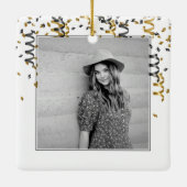 ヒョウ箔誕生日バルーン80後悔の写真 セラミックオーナメント (裏面)