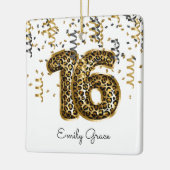 ヒョウ箔16誕生日バルーン写真ギフトティーン セラミックオーナメント (左)