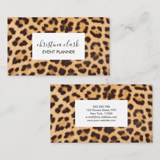 ヒョウ紋様動物パタカスタムーンパーソナライズされた 名刺 (正面/裏面)