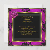 ヒョウ紫ピンクプラムレースバラコルセットパーティー 招待状 (裏面)