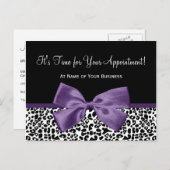 ヒョウ紫リボンサロンアポイントメントアラーム ポストカード (正面/裏面)