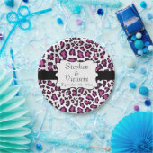 ヒョウ紫白黒カスタム紙プレート ペーパープレート (パーティー)