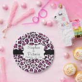 ヒョウ紫白黒カスタム紙プレート ペーパープレート (パーティー)