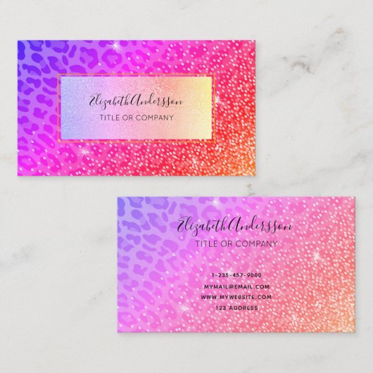 ヒョウ紫色の黄金の輝きガーリー 名刺 (正面/裏面)