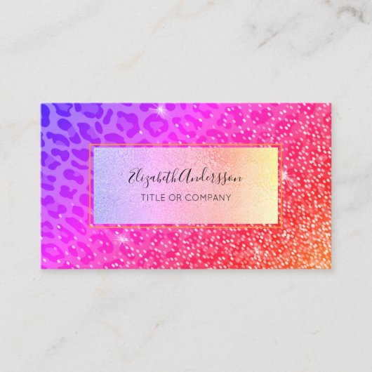 ヒョウ紫色の黄金の輝きガーリー 名刺 (正面)