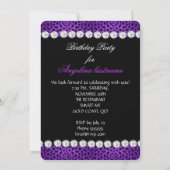 ヒョウ紫色ブラックグラモールナイトグリッターシューズ 招待状 (裏面)