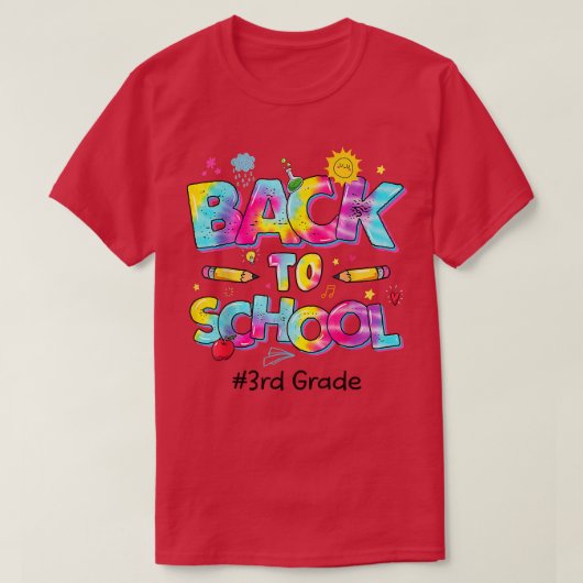 ヒョウ絞り染めチーム3年生おもしろい戻りスクー Tシャツ (デザイン正面)