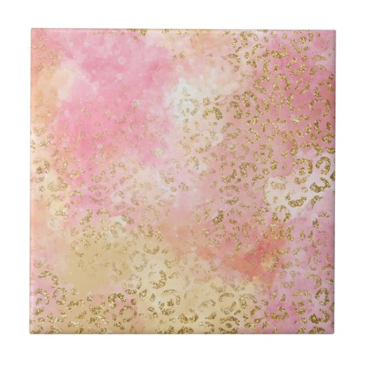 ヒョウ絵を描シリーズデザイン13 タイル (正面)