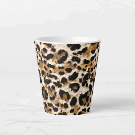 ヒョウ絵を描 カフェラテマグ (正面)