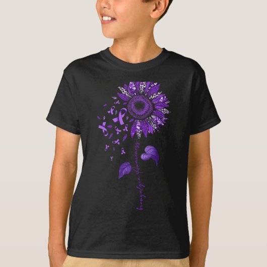 ヒョウ線維筋痛認識度紫リボン Tシャツ (正面)