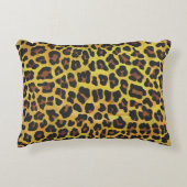 ヒョウ茶と黄色のプリント アクセントクッション (正面)