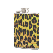 ヒョウ茶と黄色のプリント フラスク (左)