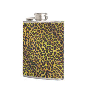 ヒョウ茶と黄色のプリント フラスク (左)