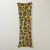 ヒョウ茶と黄色のプリント ボディピロー (正面縦)