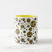 ヒョウ茶と黄色の水玉模様 ツートーンマグカップ (中央)
