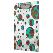 ヒョウ茶色とティール（緑がかった色）PrintPolkaドット クリップボード (左)