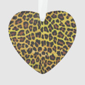 ヒョウ茶色と黄色のプリントハート装飾 オーナメント (裏面)