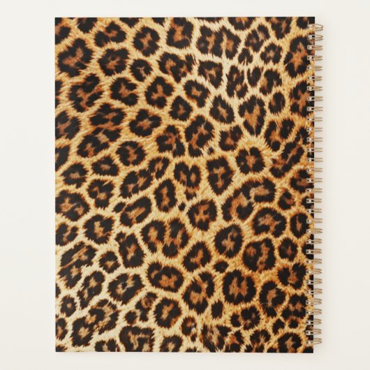 ヒョウ茶色のブロンズ模様金ゴールドフォイルストライプ名 プランナー手帳 (裏面)