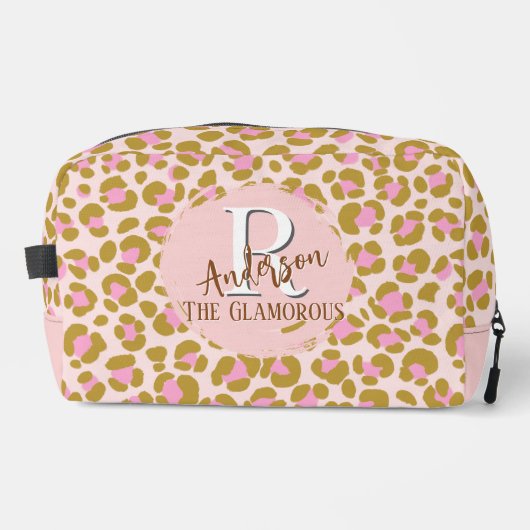 ヒョウ茶色ピンクベージュパーソナライズされた ドップキット (正面)