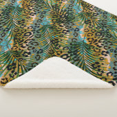 ヒョウ葉の背景にヤシの花。 シェルパブランケット (3/4)