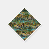 ヒョウ葉の背景にヤシの花。 スタンダードカクテルナプキン (角)