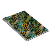 ヒョウ葉の背景にヤシの花。 ノートブック (右側)