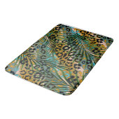 ヒョウ葉の背景にヤシの花。 バスマット (アングル)