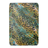 ヒョウ葉の背景にヤシの花。 バスマット (正面縦)