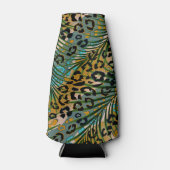 ヒョウ葉の背景にヤシの花。 ボトルクーラー (正面)