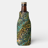 ヒョウ葉の背景にヤシの花。 ボトルクーラー (ボトル正面)