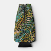 ヒョウ葉の背景にヤシの花。 ボトルクーラー (裏面)