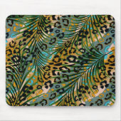 ヒョウ葉の背景にヤシの花。 マウスパッド (正面)