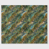 ヒョウ葉の背景にヤシの花。 ラッピングペーパー (フラット)