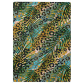 ヒョウ葉の背景に手のひら。ナプキン クリップボード (裏面)