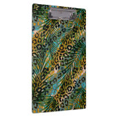 ヒョウ葉の背景に手のひら。ナプキン クリップボード (右)