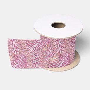 ヒョウ虎の皮膚トレンディー サテンリボン
