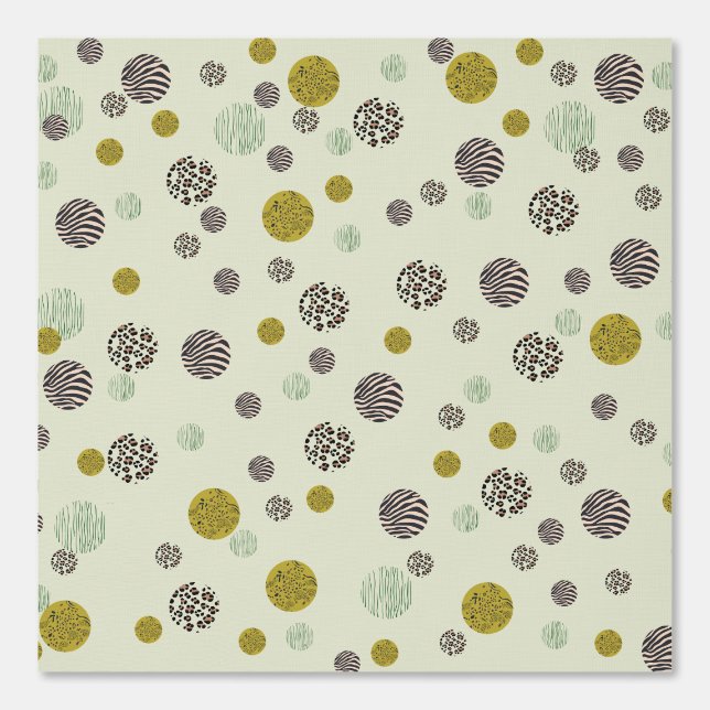 ヒョウ虎ゼブラプリント円オンアイボリー 壁紙 (正面)