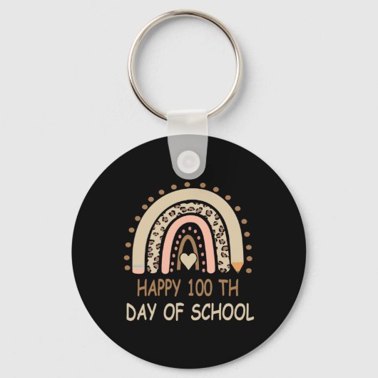 ヒョウ虹ハッピー100日学校かわいい100ダ キーホルダー (正面)