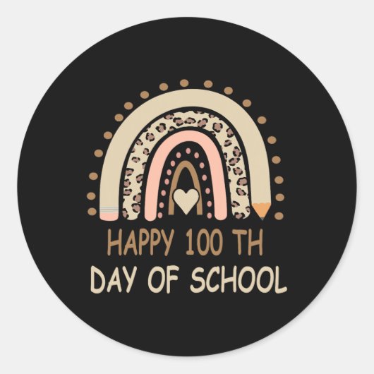 ヒョウ虹ハッピー100日学校かわいい100ダ ラウンドシール (正面)