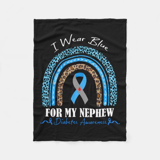 ヒョウ虹I衣服ブルー私の甥の糖尿病 フリースブランケット (正面)